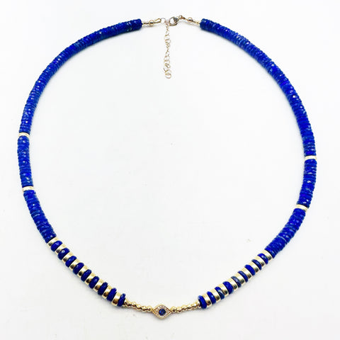 LAPIS DIAMOND PROTECTION EYE NECKLACE