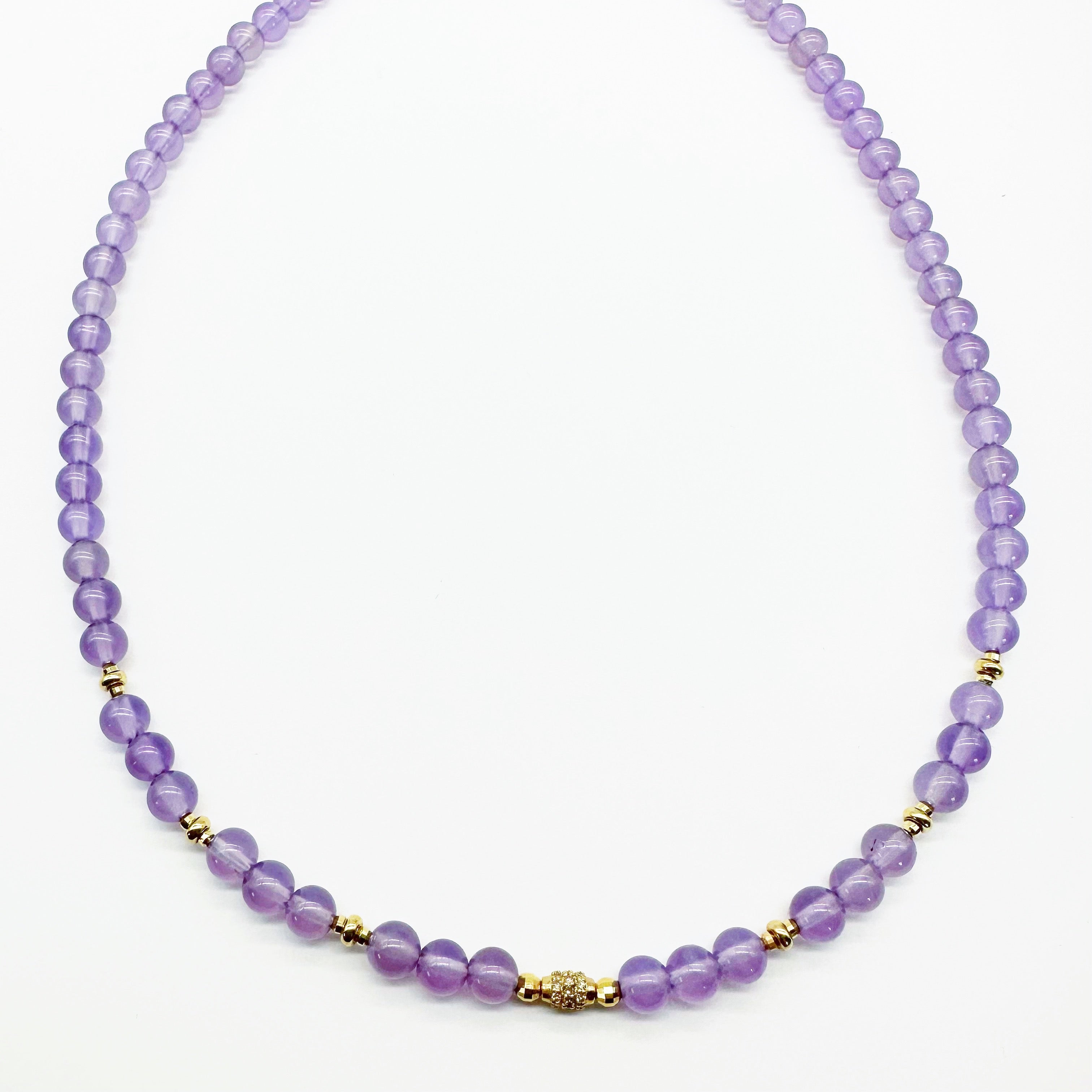 PURPLE CHALCEDONY AND 14k GOLD NECKLACES