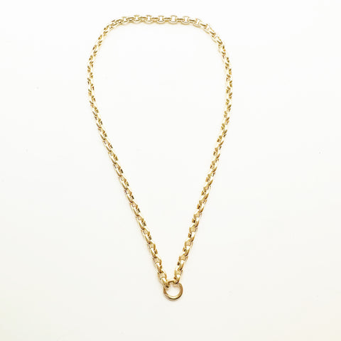14k GOLD HEAVY ROLO CHAIN WITH CHARM HOLDER