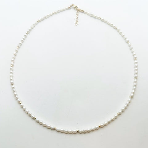 14K GOLD RICE PEARL NECKLACE
