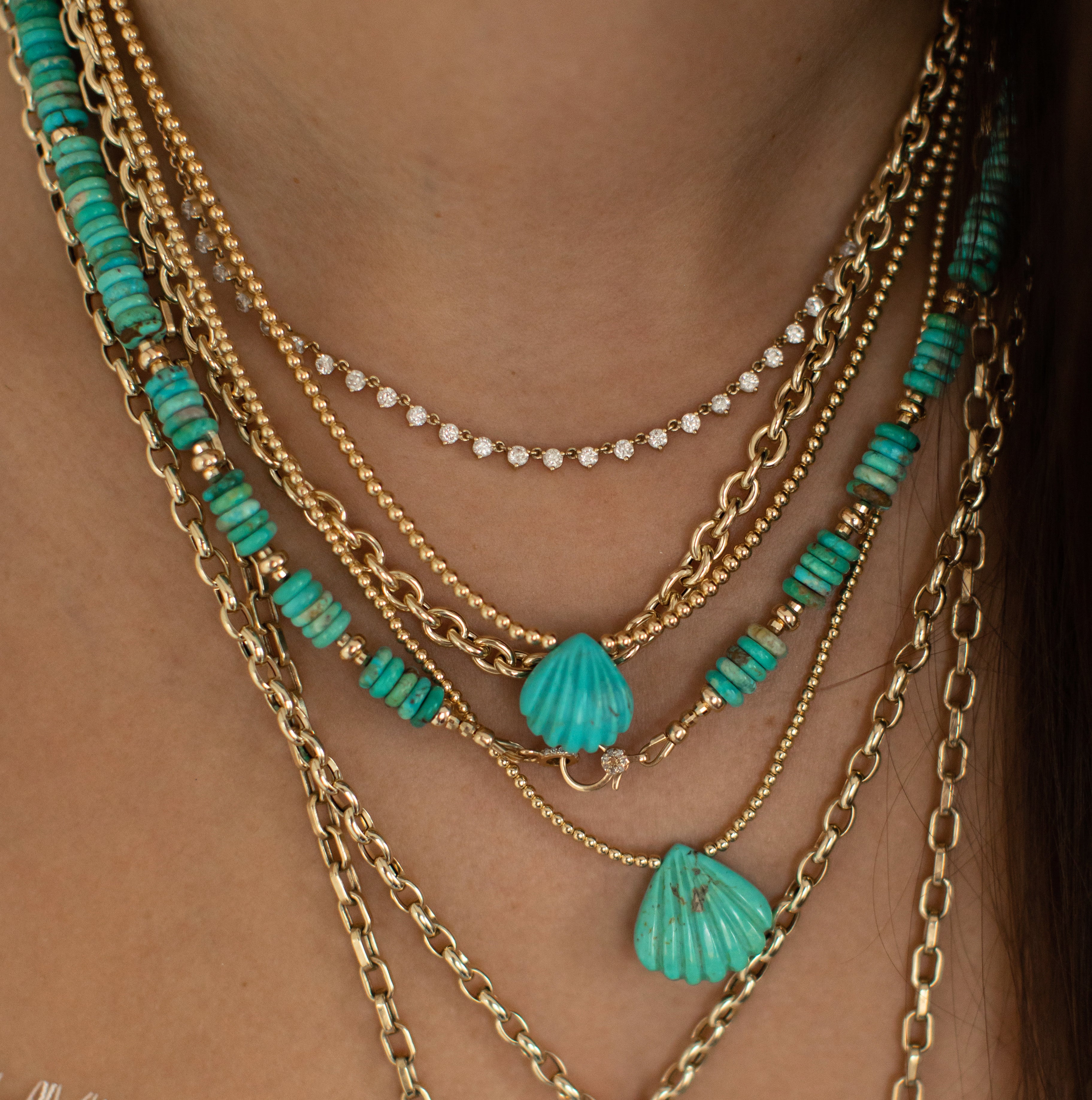TURQUOISE AND 14k GOLD NECKLACE