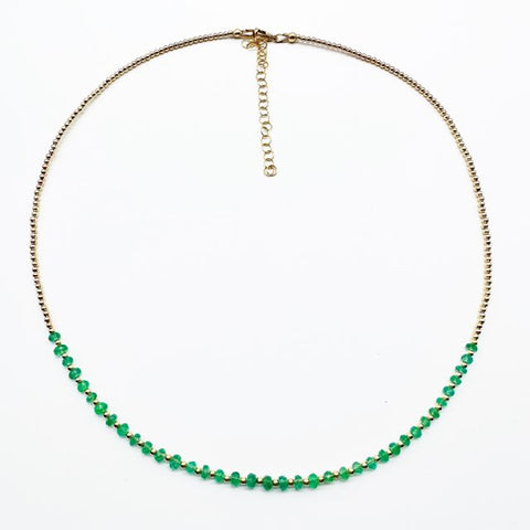 EMERALD AND 14K GOLD STACKER NECKLACE