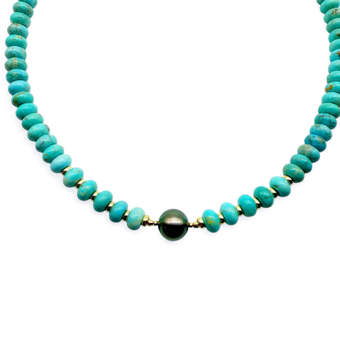 TURQUOISE & TAHITIAN PEARL NECKLACE