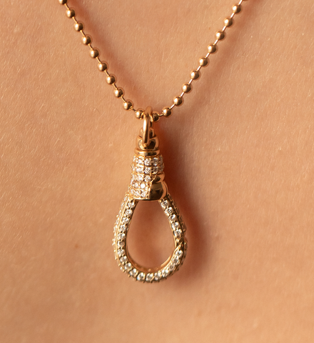 14K GOLD & DIAMOND CLIP CHARM HOLDER