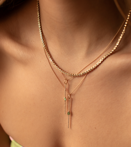 14K GOLD BEZEL DIAMOND TENNIS NECKLACE