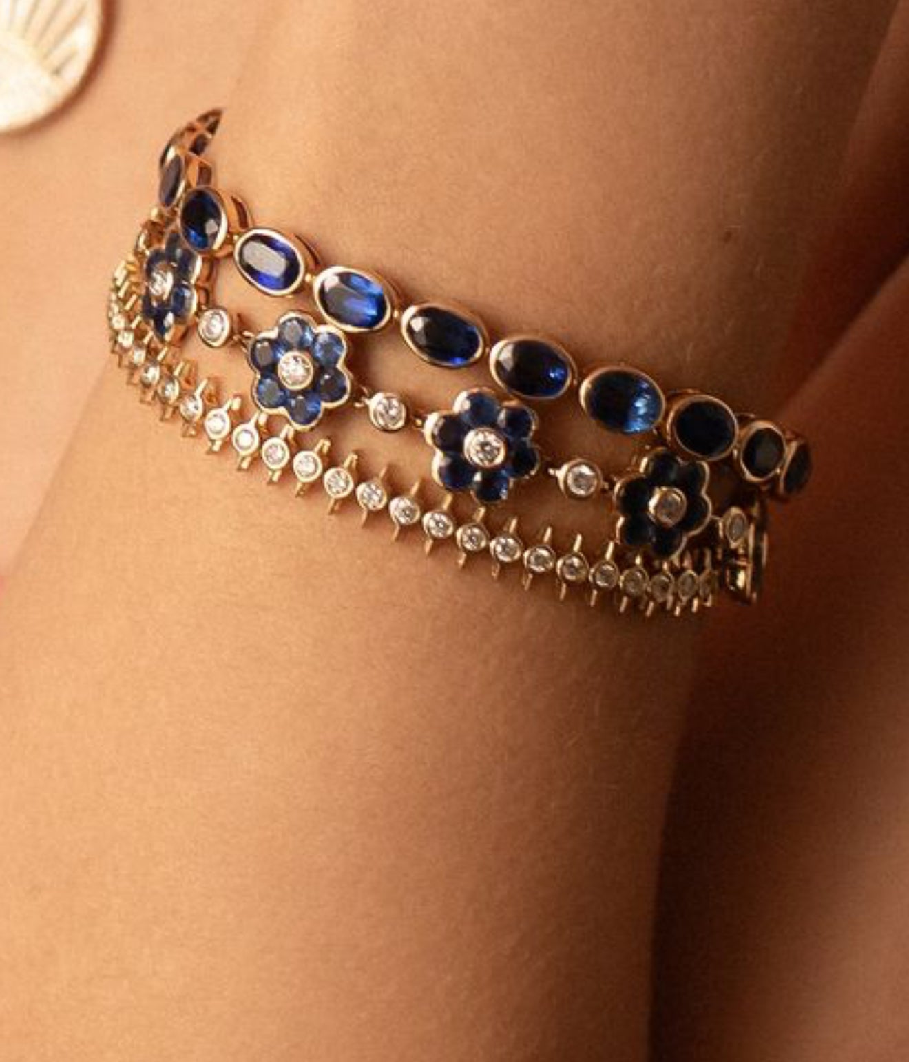 14K GOLD & KYANITE BEZELLED GEMSTONE BRACELET
