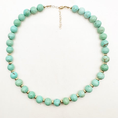 PALE TURQUOISE NECKLACE WITH 14K GOLD