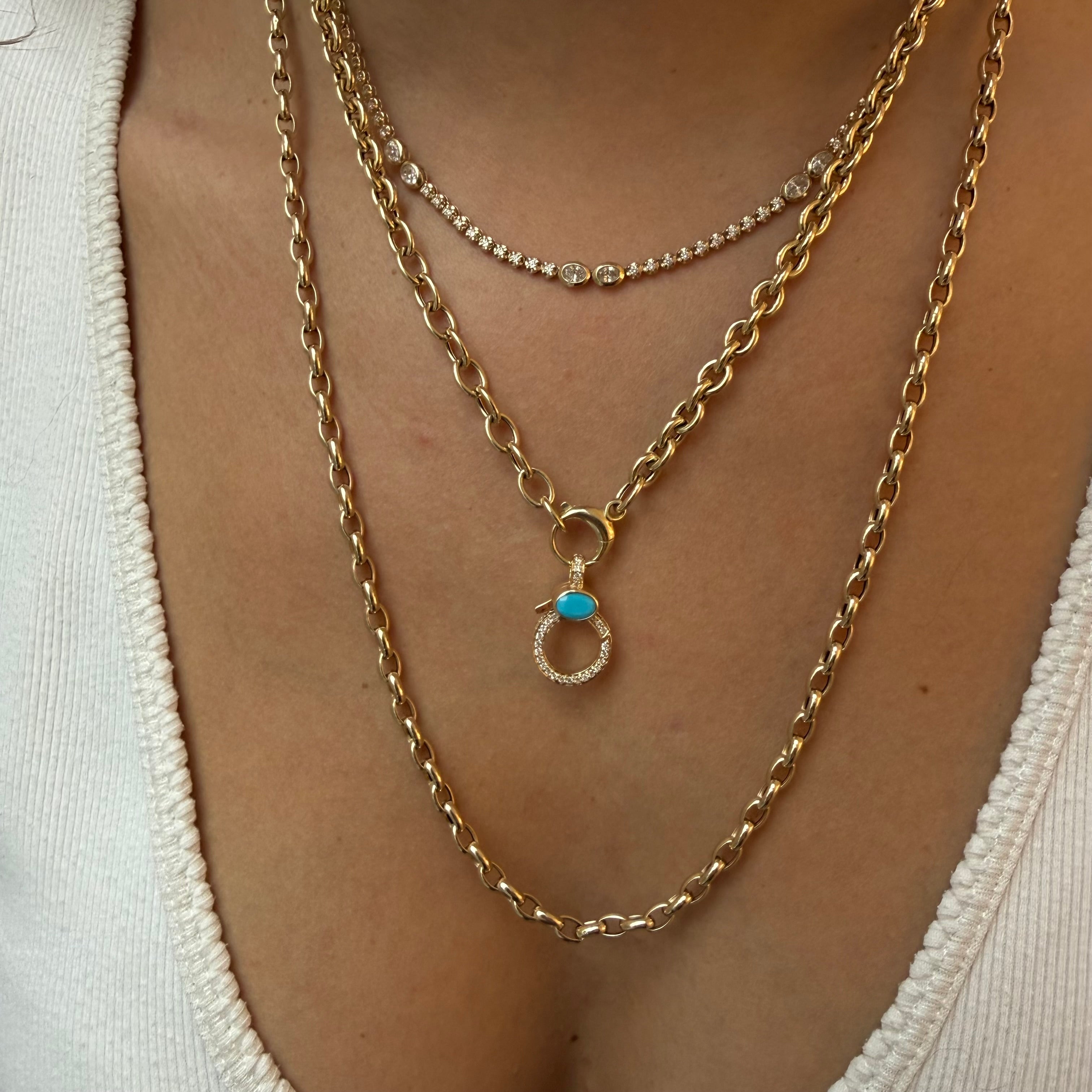 TURQUOISE & DIAMOND CHARM CLIP