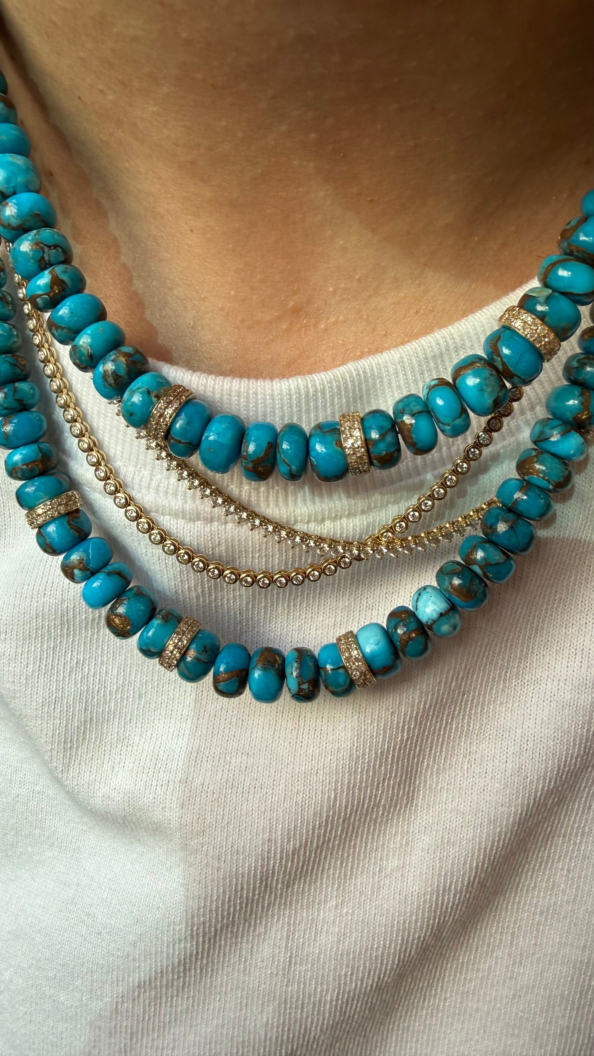 SLEEPING BEAUTY AND DIAMOND BEAD NECKLACES