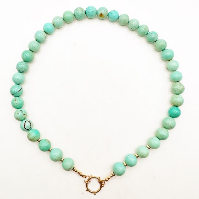 PALE TURQUOISE NECKLACE WITH 14K GOLD