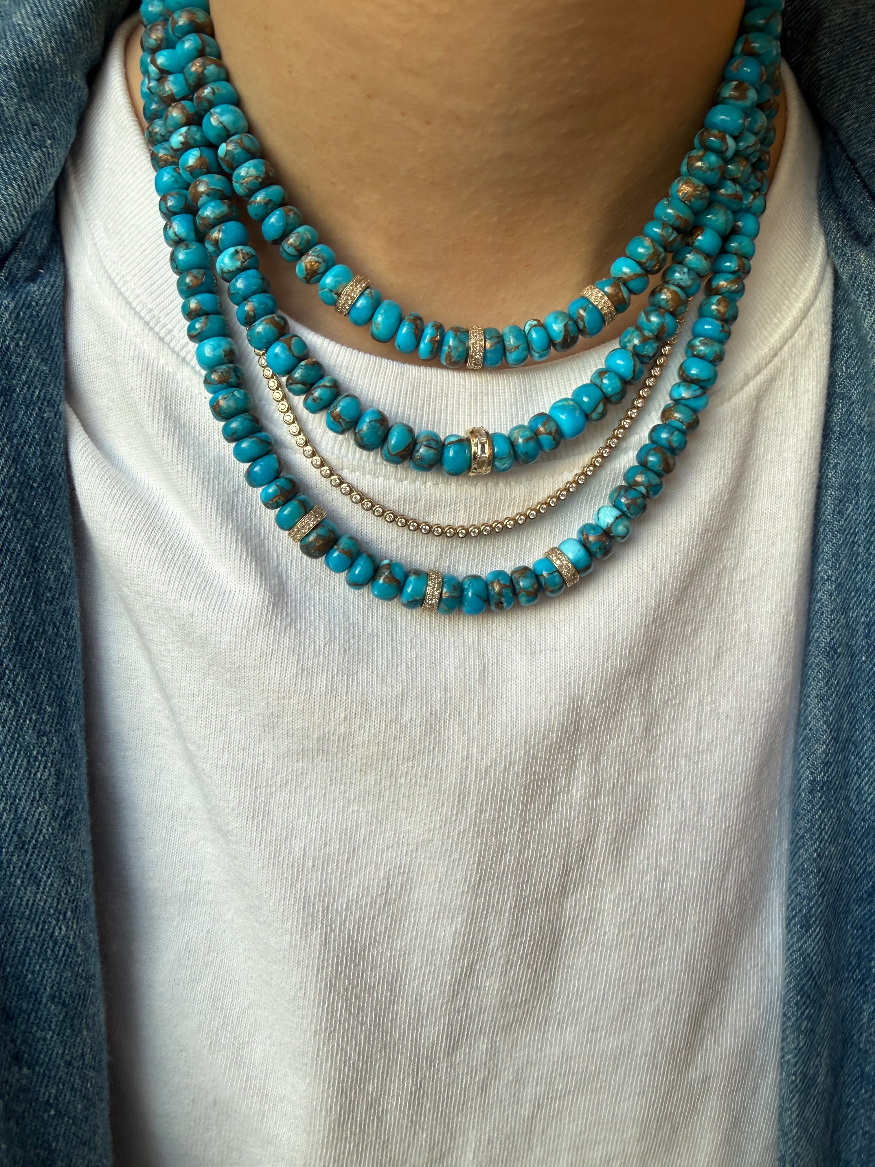 SLEEPING BEAUTY AND DIAMOND BEAD NECKLACES