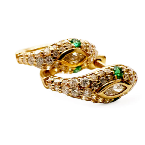 14K GOLD AND DIAMOND SERPENT EARRINGS