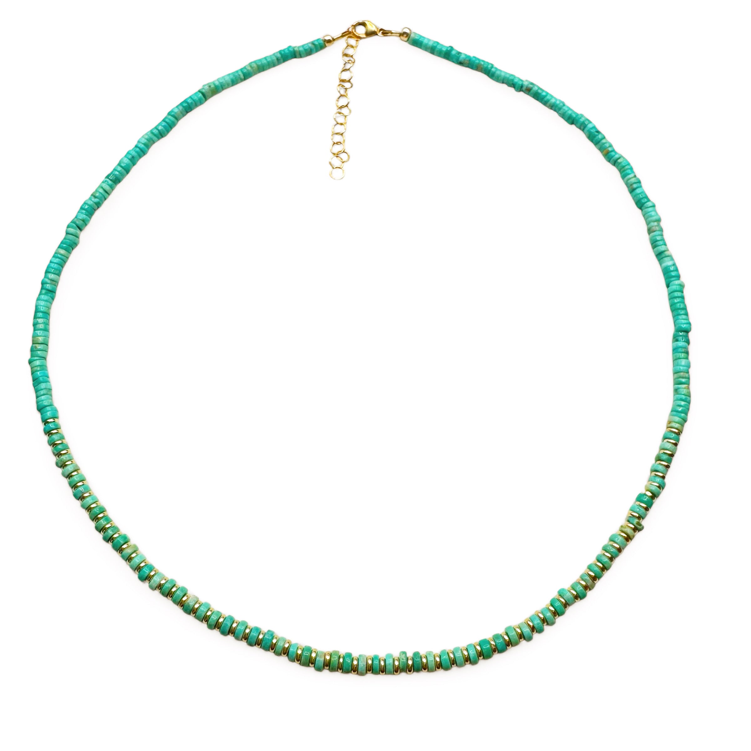 TURQUOISE & 14K GOLD HEISHI NECKLACES