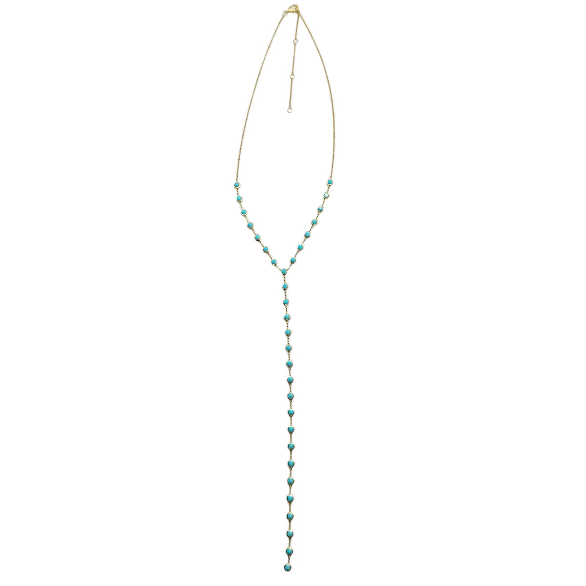 TURQUOISE & 14K GOLD Y NECKLACE