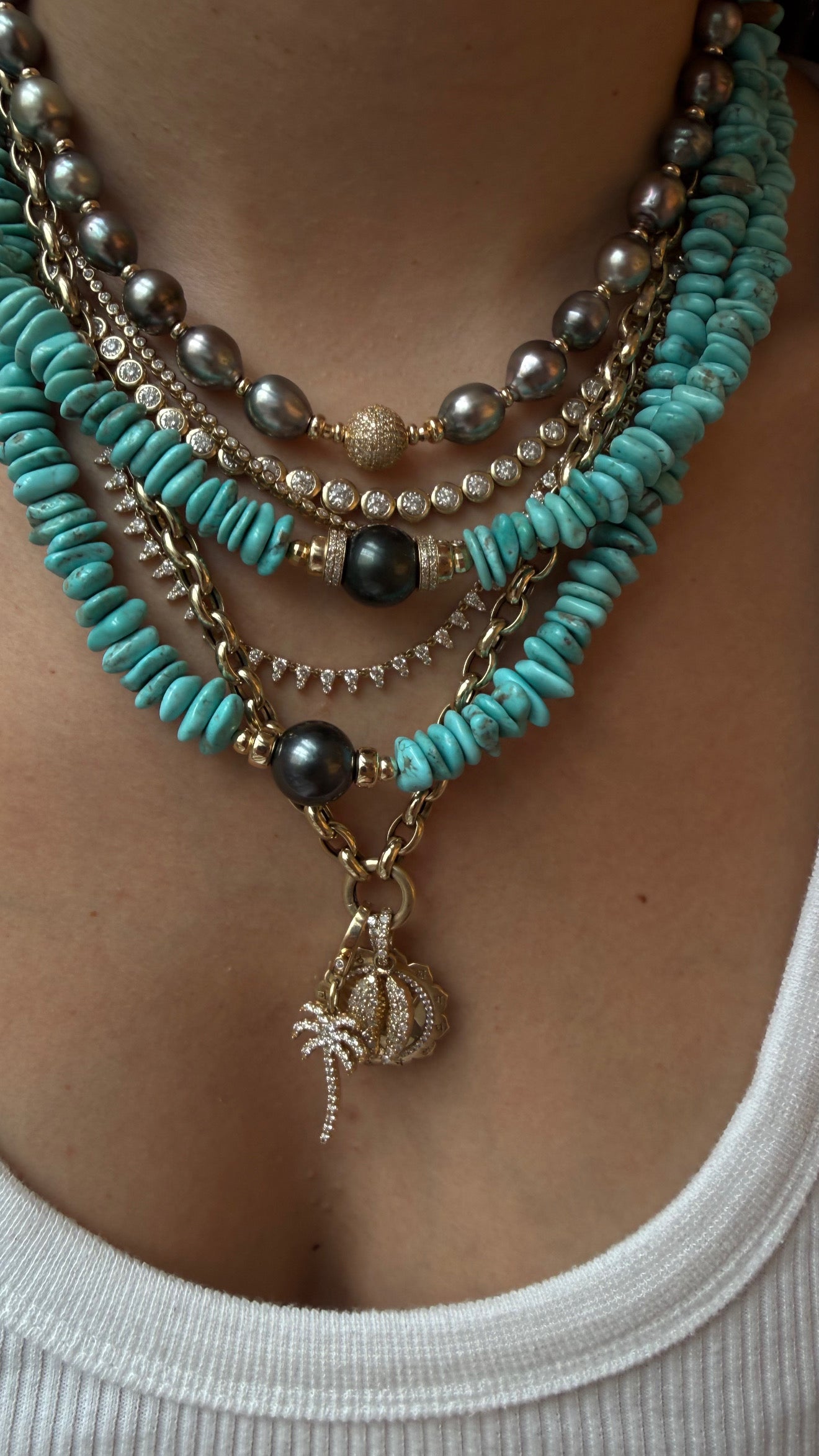 TURQUOISE AND TAHITIAN PEARL NECKLACE