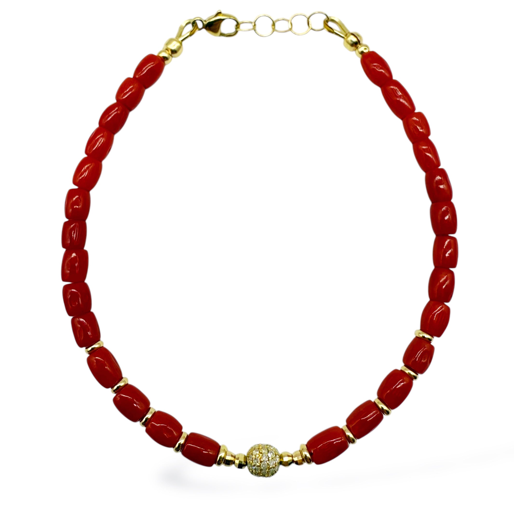 CORAL & 14K GOLD BRACELET