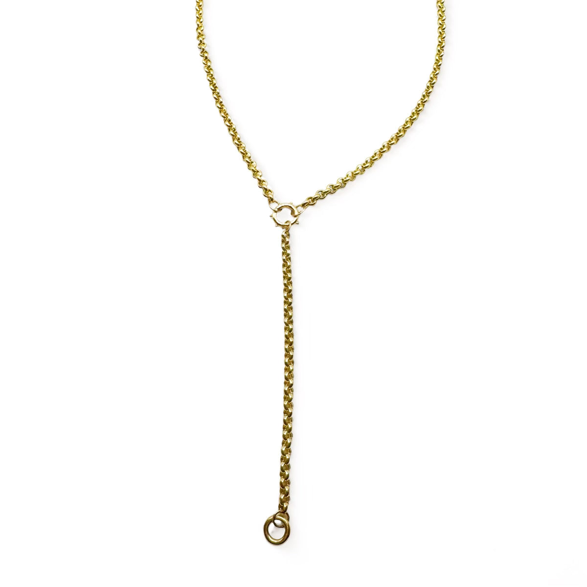 14k GOLD ROLO CHAIN WITH GOLD CHARM HOLDER