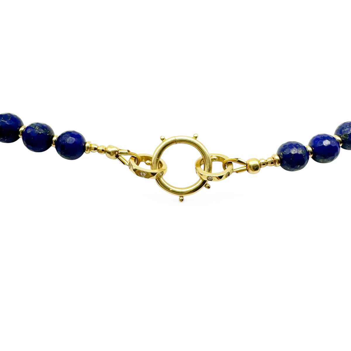 LAPIS & 14K GOLD NECKLACE WITH CHARM HOLDER CLASP