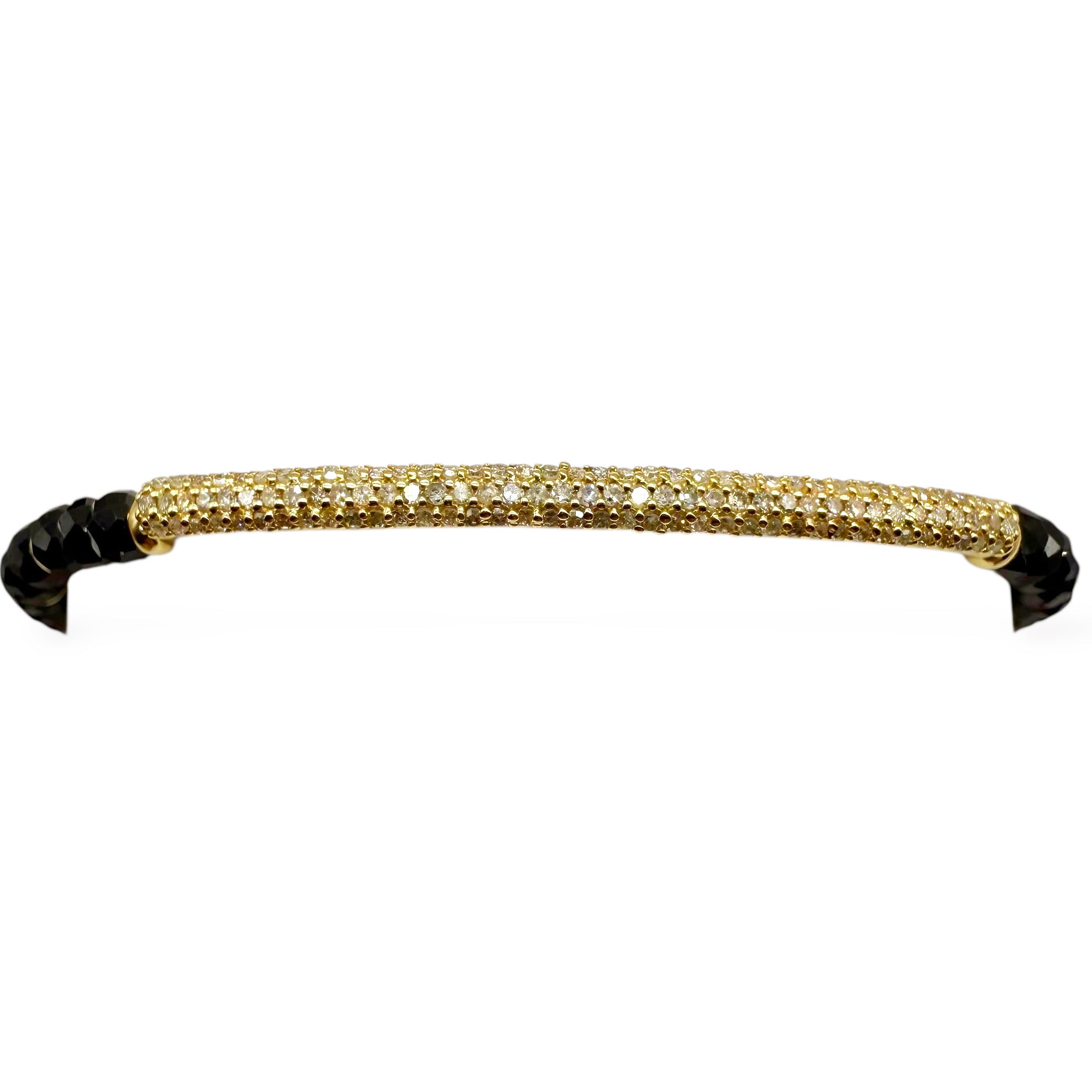 14K GOLD & DIAMOND BAR BRACELET WITH BLACK SPINEL