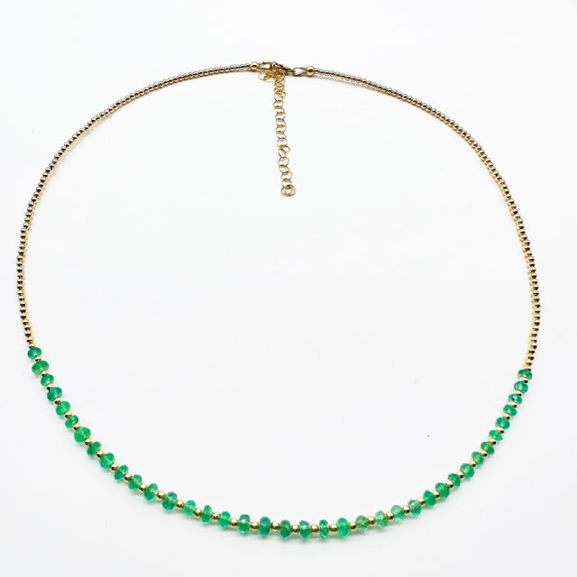 EMERALD AND 14K GOLD STACKER NECKLACE