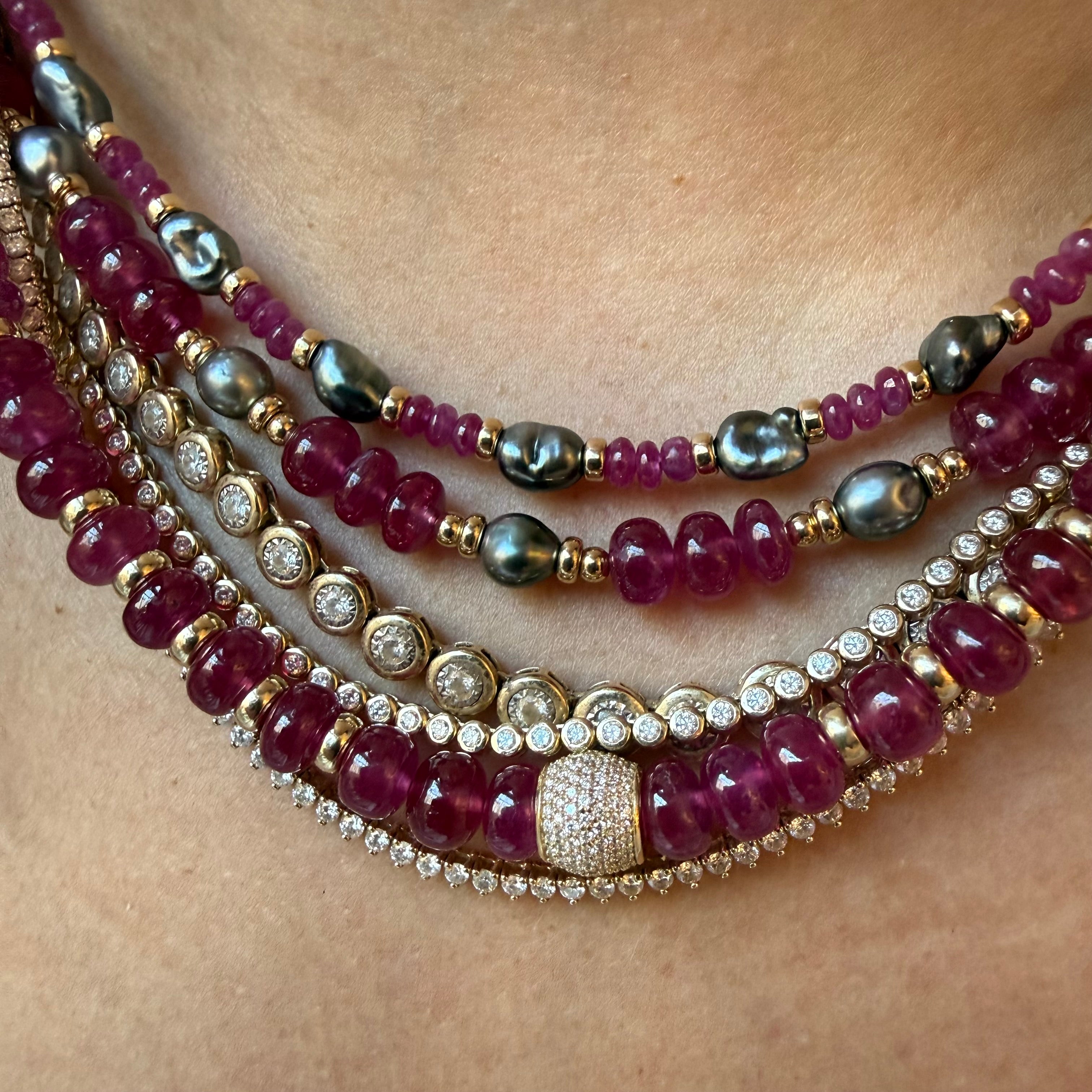RUBY & DIAMOND BEAD NECKLACE