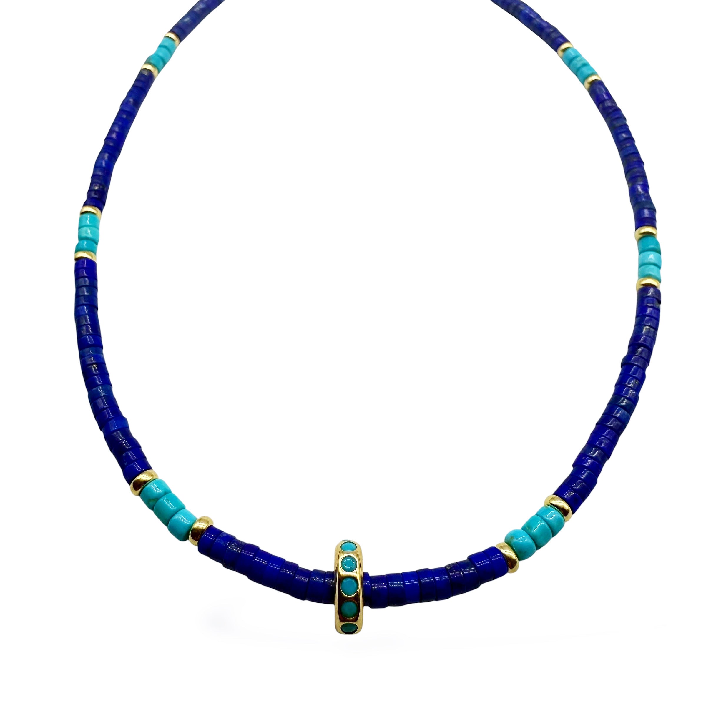 LAPIS & TURQUOISE BEADED NECKLACE
