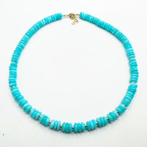 AMAZONITE & 14K GOLD GEMSTONE NECKLACE