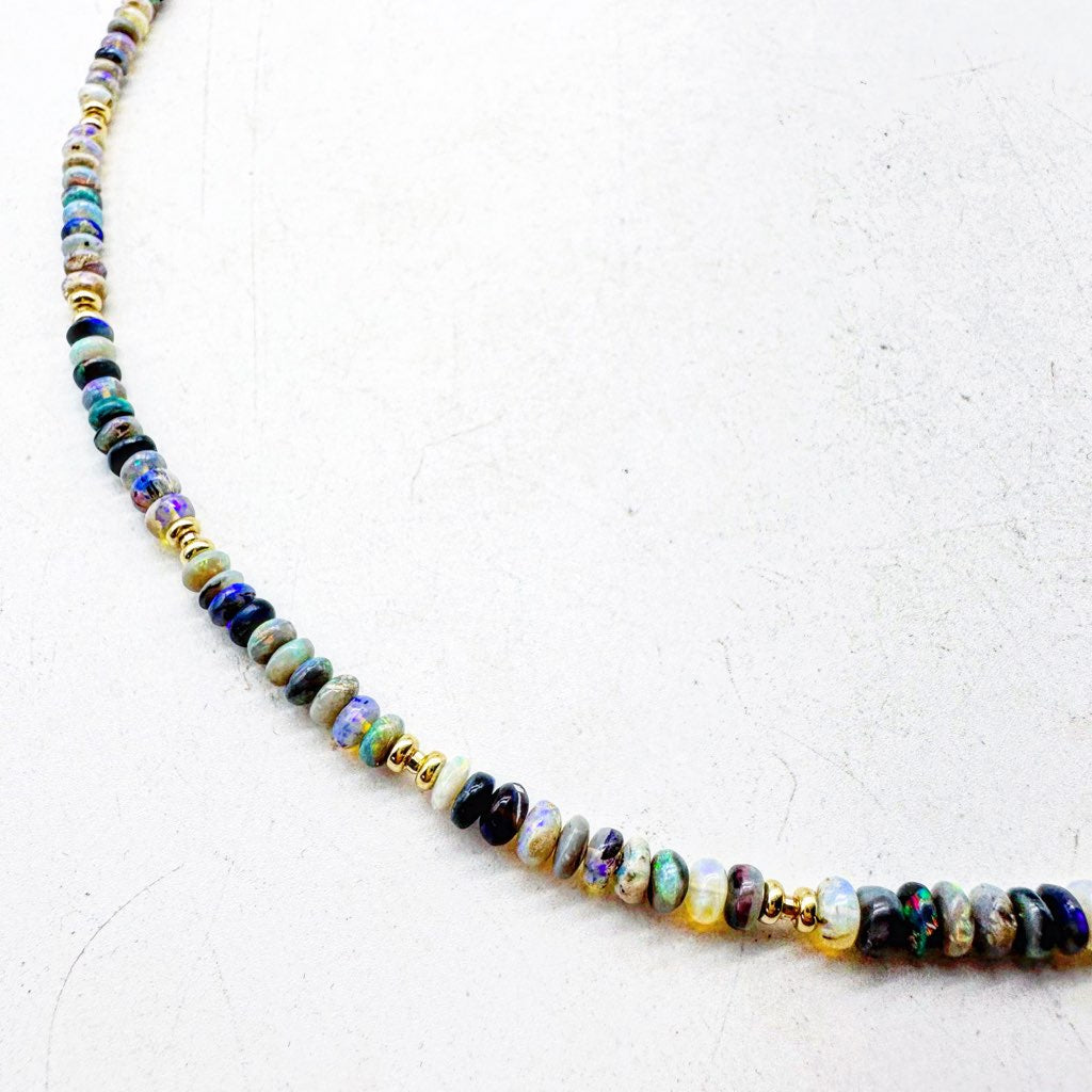 AUSTRALIAN OPAL AND 14K GOLD NECKLACE