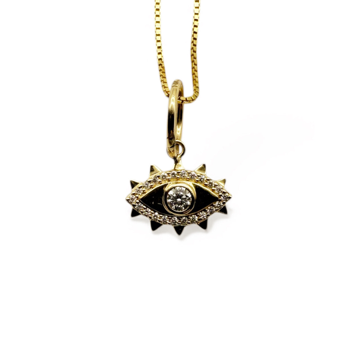 14K GOLD & DIAMOND EVIL EYE PROTECTION AMULET