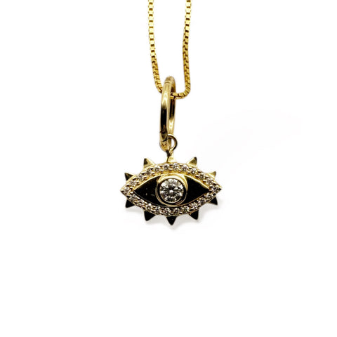 14K GOLD & DIAMOND EVIL EYE PROTECTION AMULET