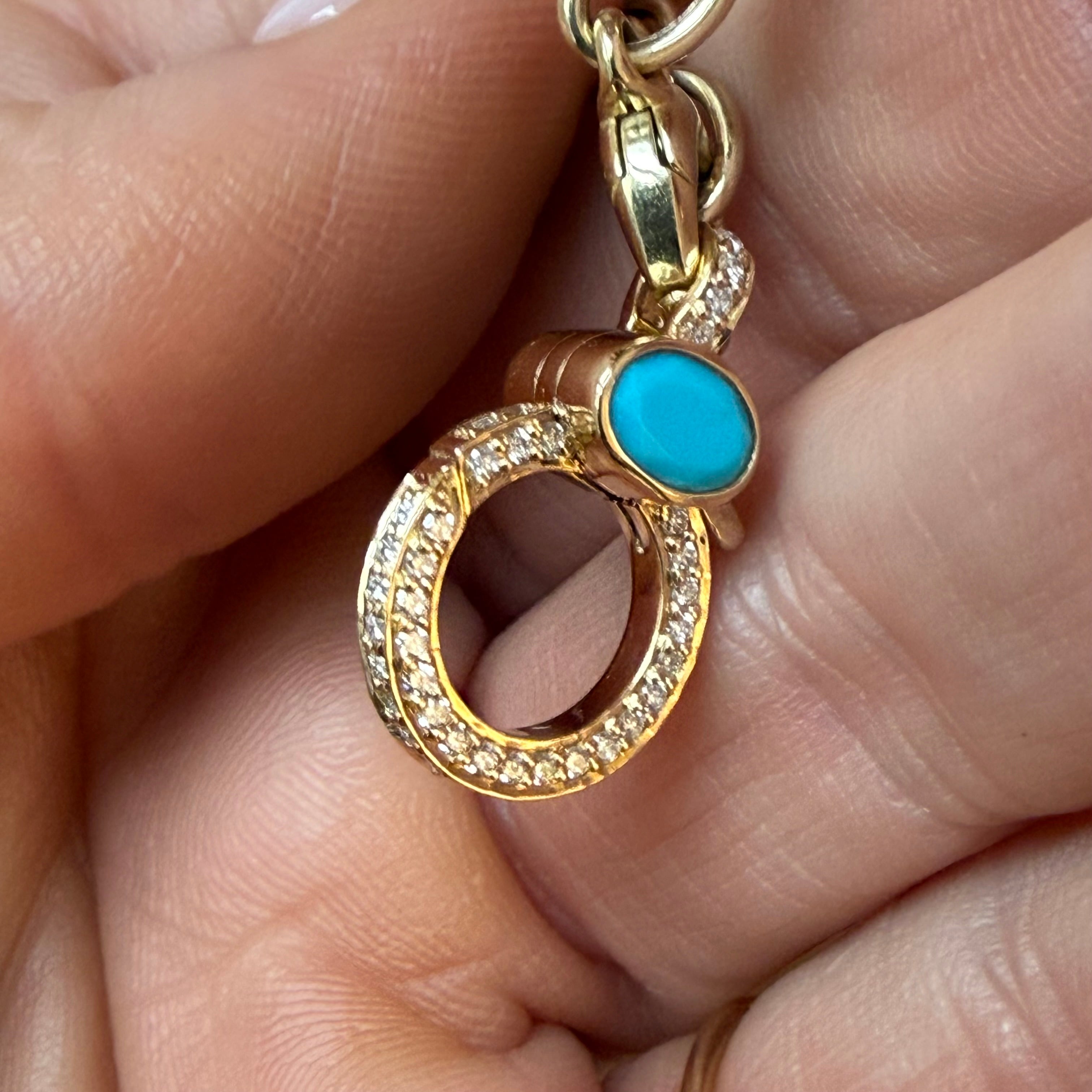 TURQUOISE & DIAMOND CHARM CLIP