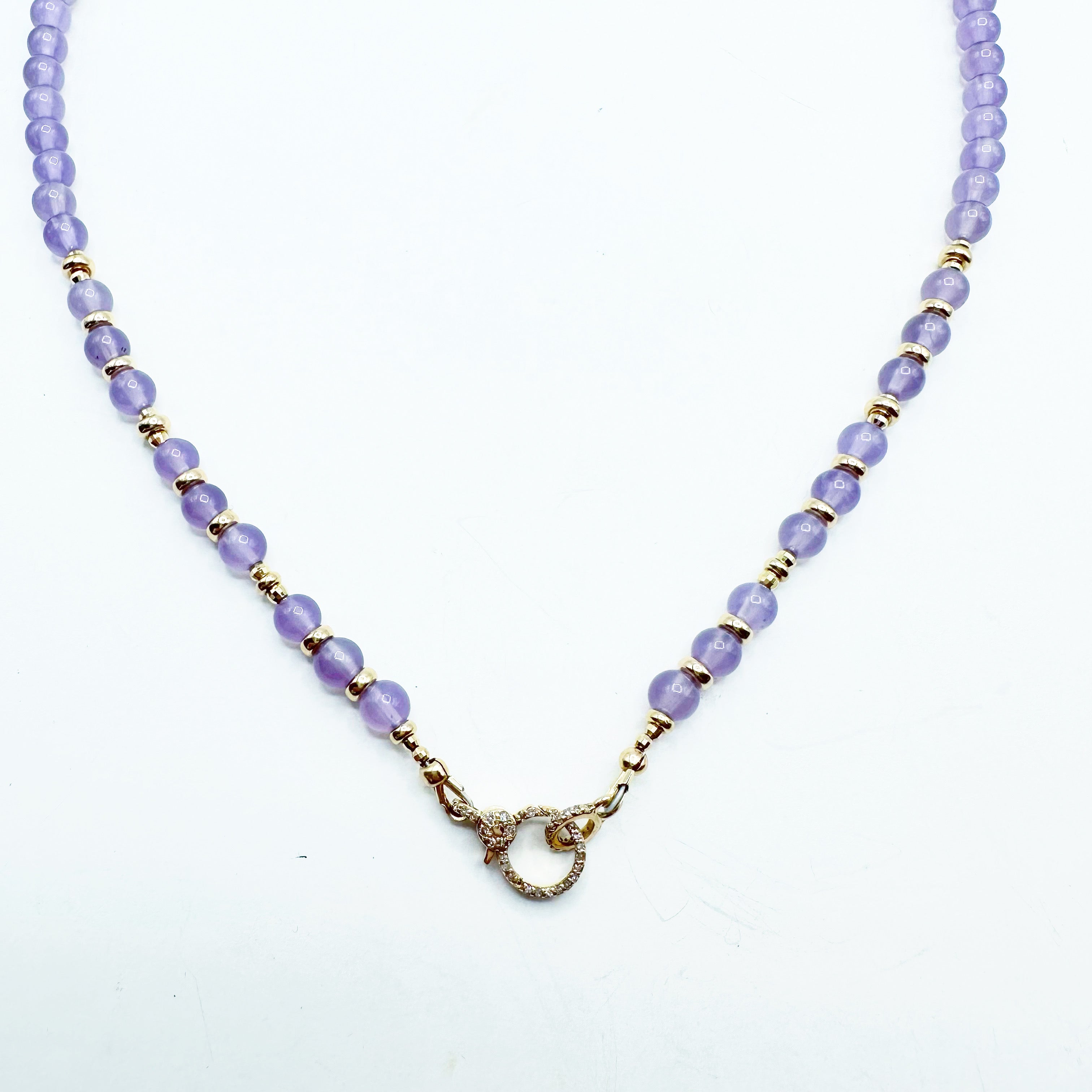 PURPLE CHALCEDONY AND 14k GOLD NECKLACES