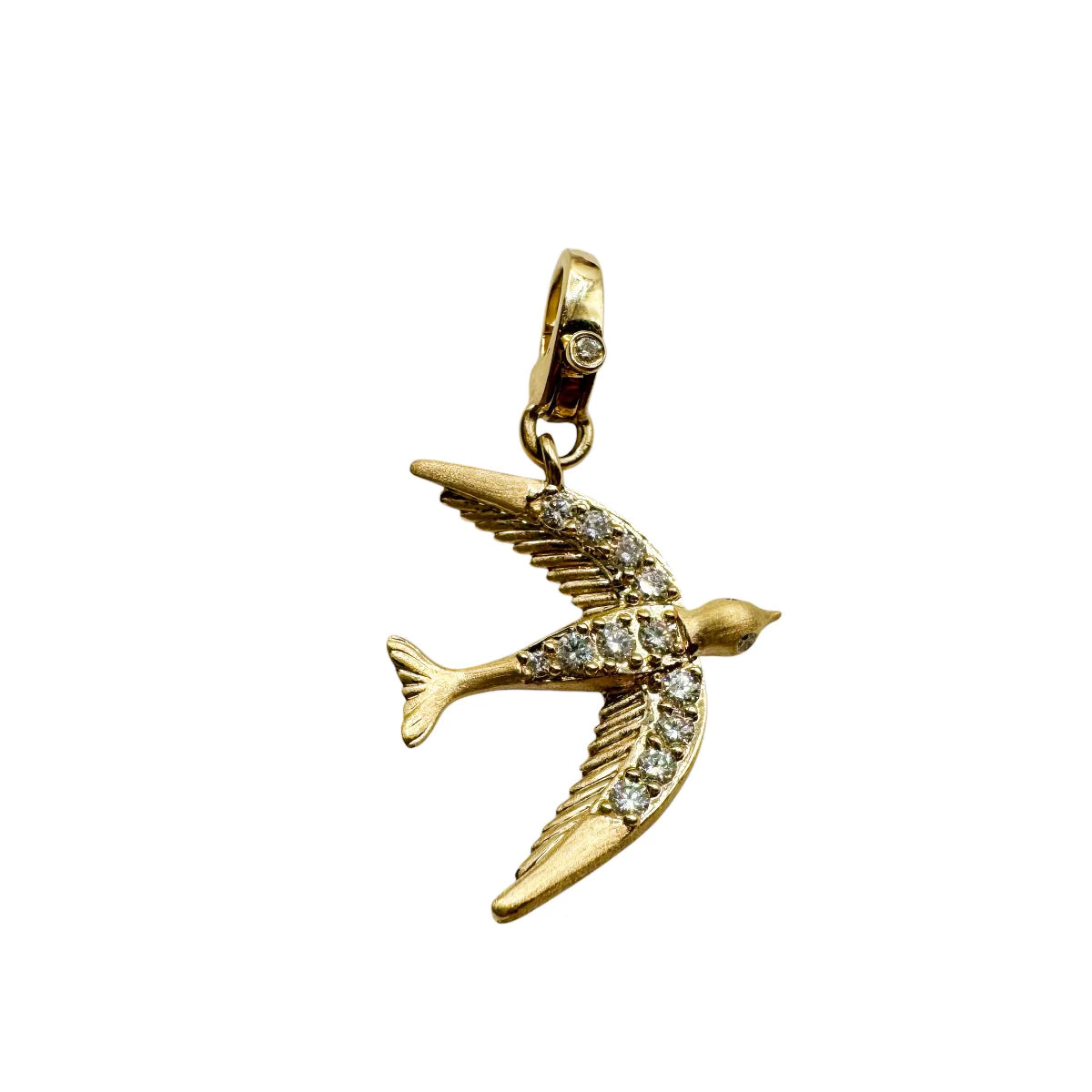 14K GOLD & DIAMOND SOARING DOVE PENDANT