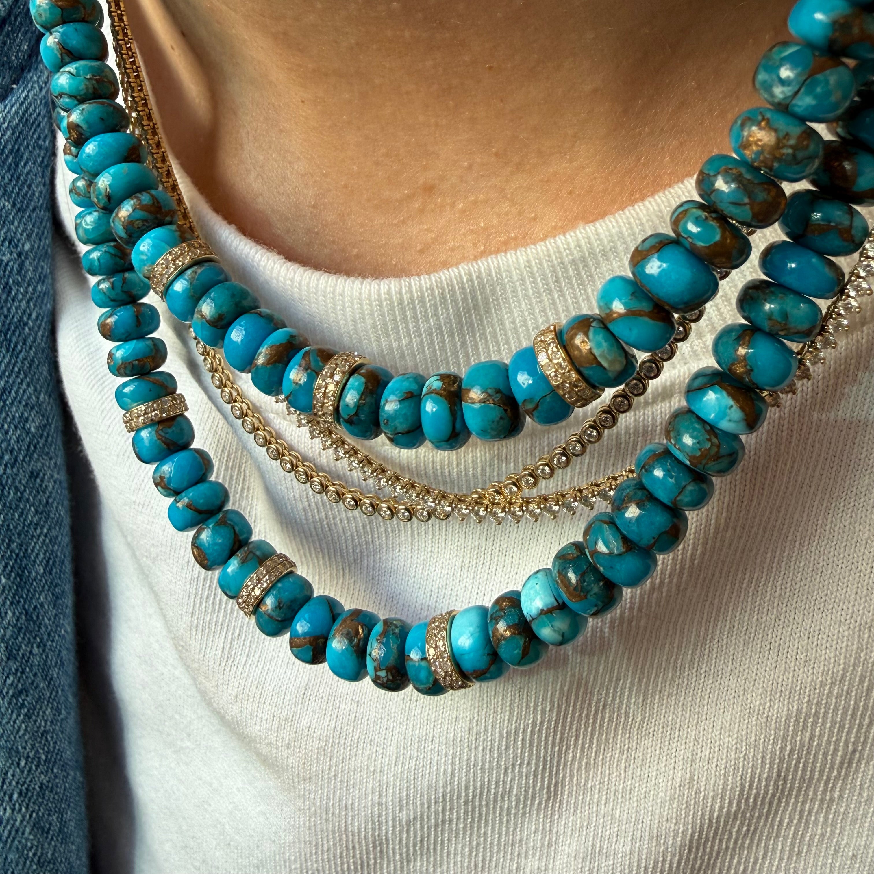 SLEEPING BEAUTY AND DIAMOND BEAD NECKLACES