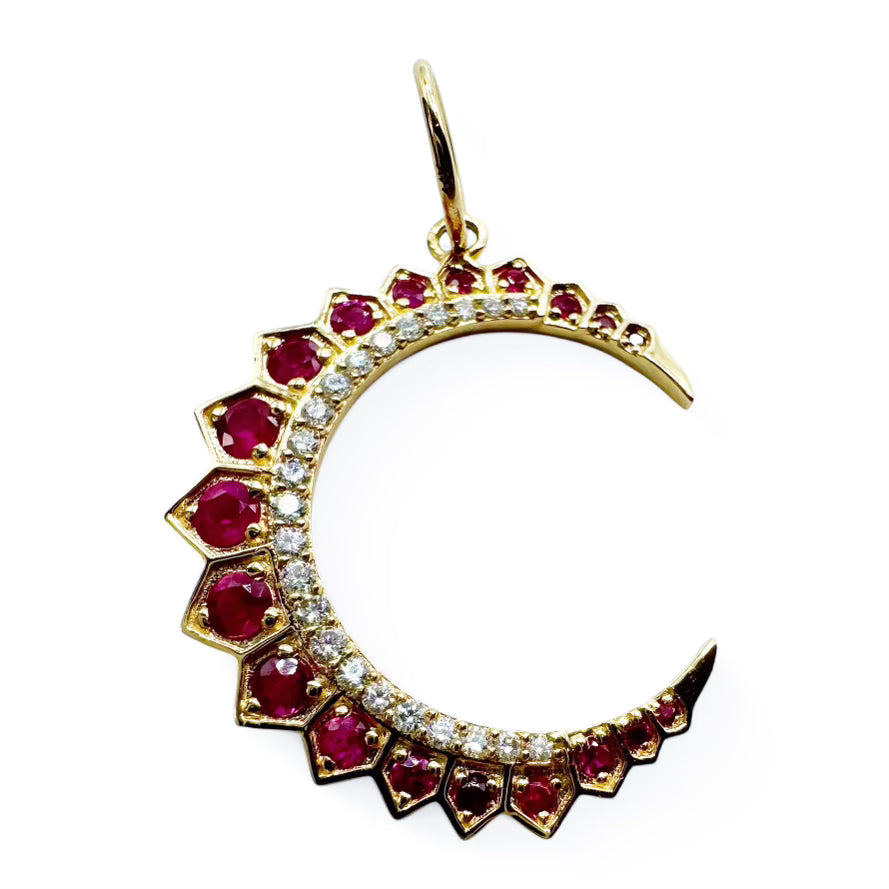 PINK SAPPHIRE & DIAMOND CRESCENT MOON