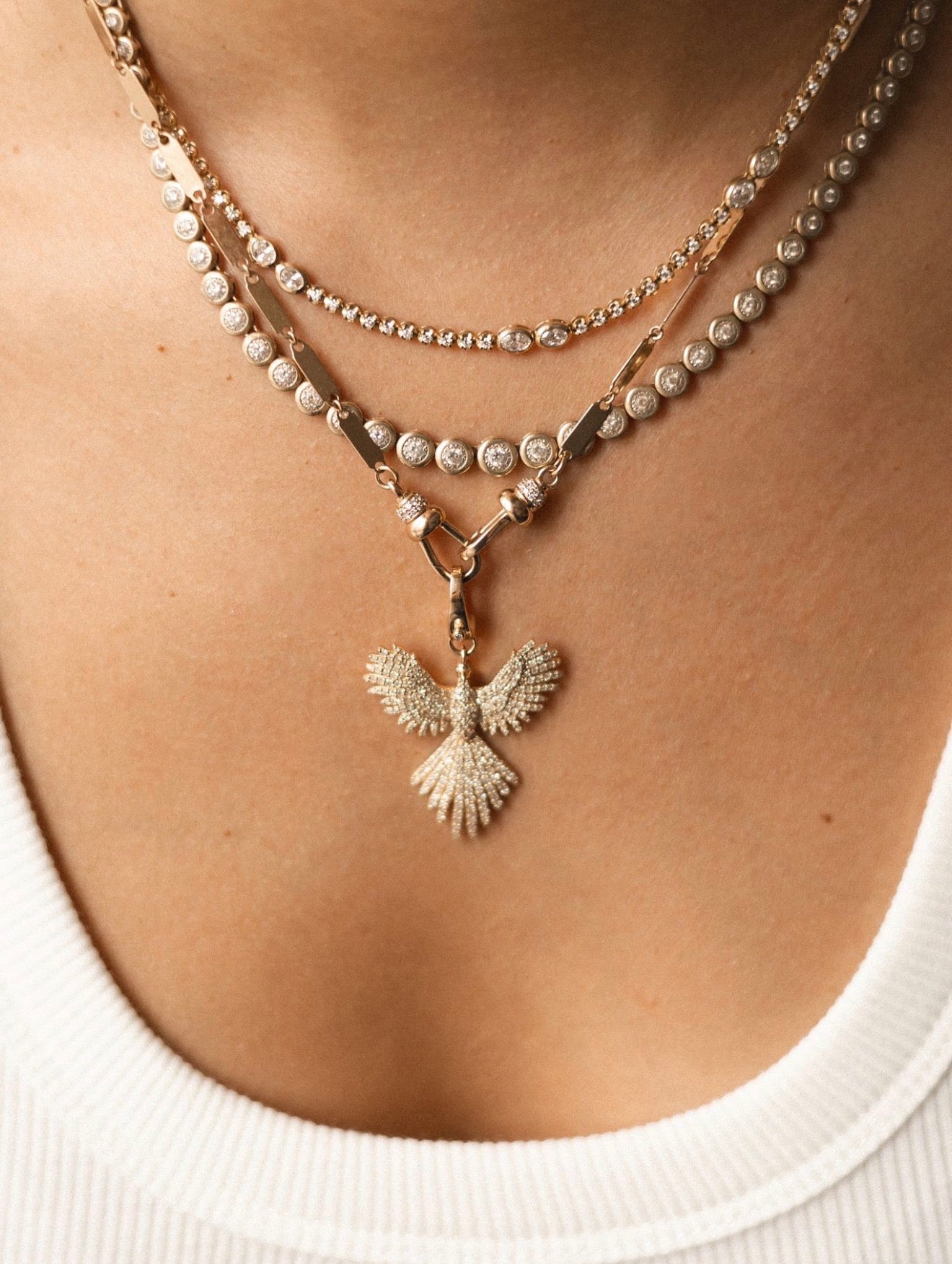DIAMOND OVAL AND ROUND TENNIS NECKLACE WITH