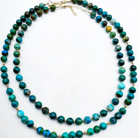 CHRYSOCOLLA AND GOLD NECKLACES
