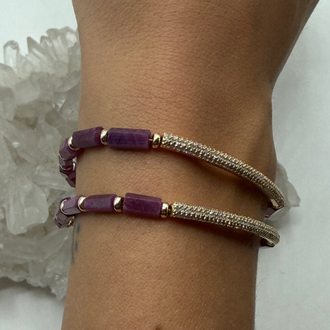 14K GOLD AND DIAMOND BAR RUBY BRACELET