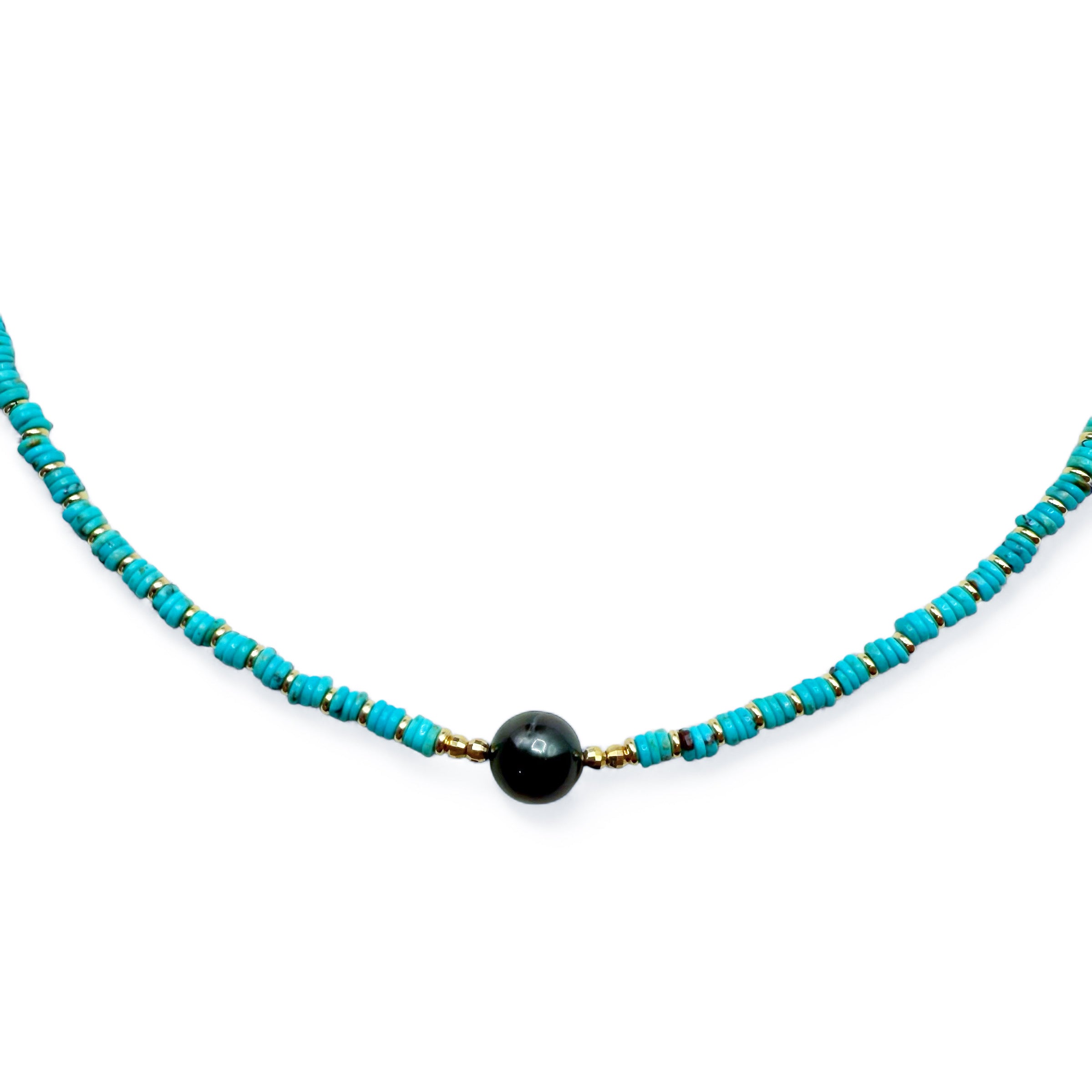 TURQUIOSE & TAHITIAN PEARL NECKLACE