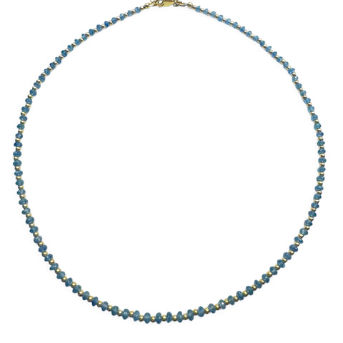 BLUE SAPPHIRE & 14K GOLD BEADED NECKLACE