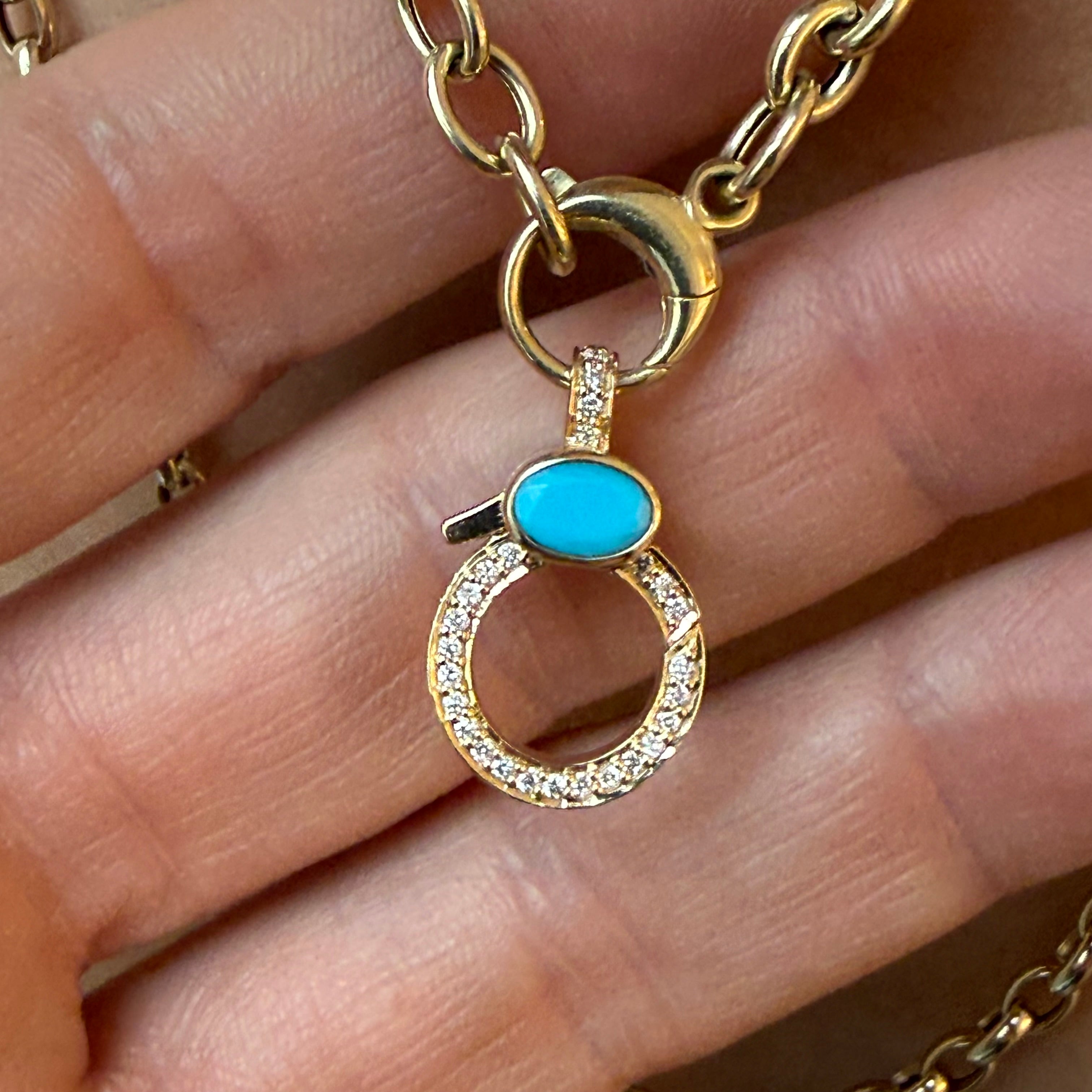 TURQUOISE & DIAMOND CHARM CLIP