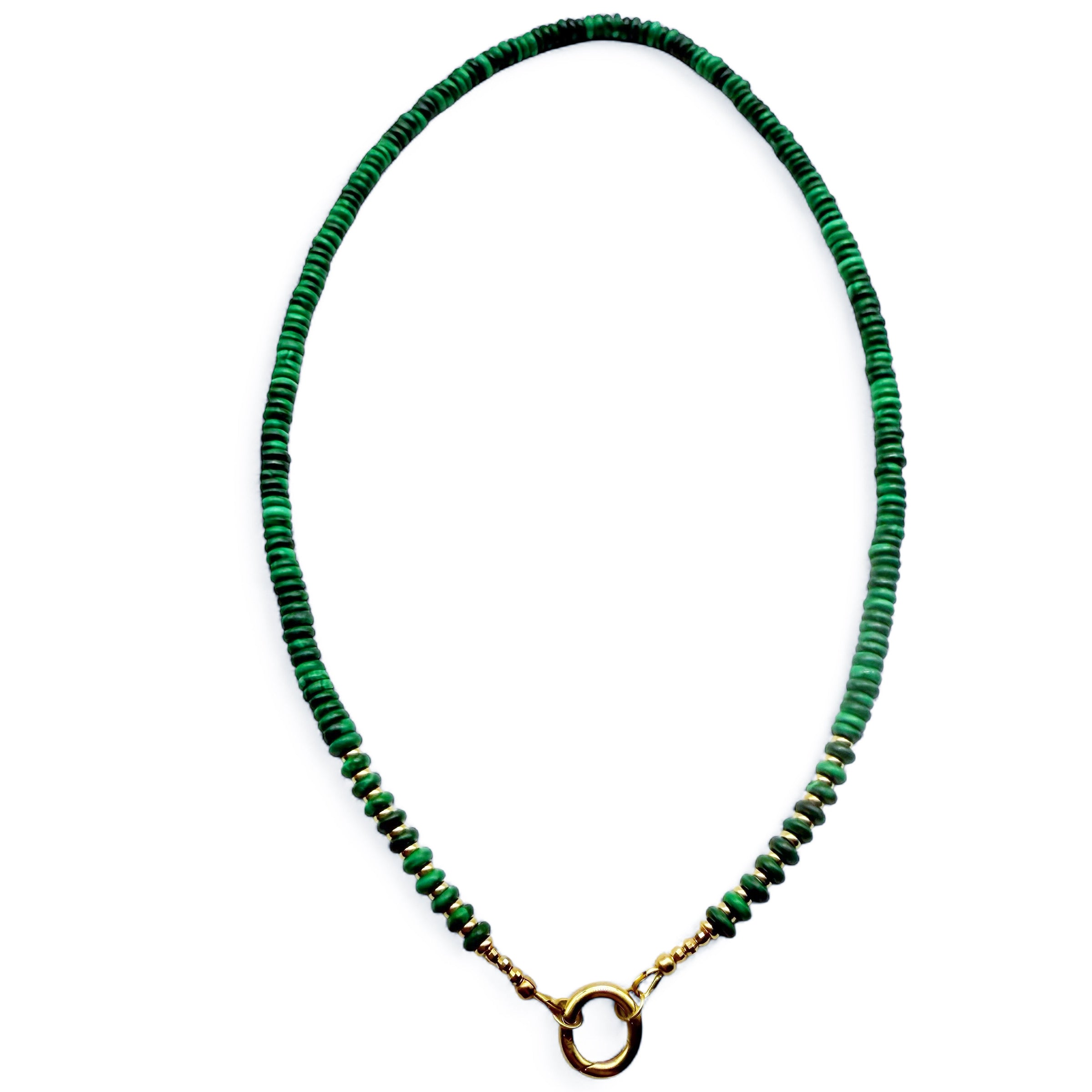 MALACHITE AND 14K GOLD BEADED NECKLACE