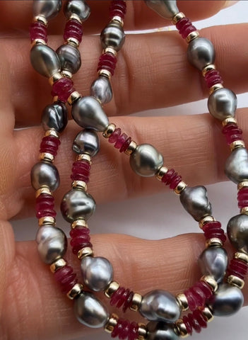 RUBY AND TAHITIAN PEARL NECKLACE