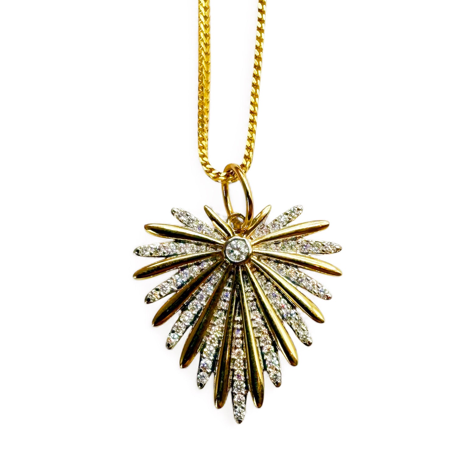 14K GOLD & DIAMOND HEART BURST CHARM