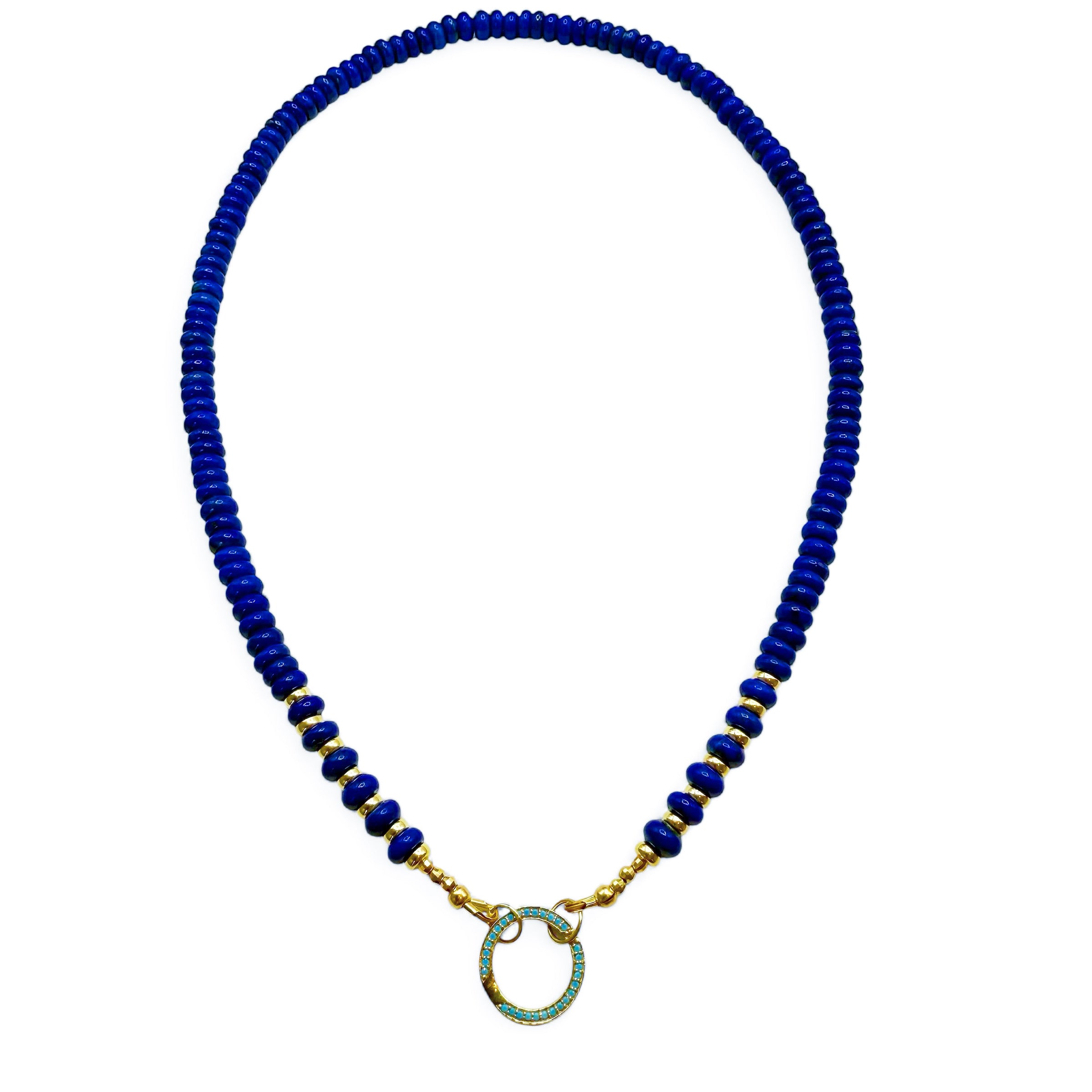 14k GOLD & LAPIS CHARM NECKLACES