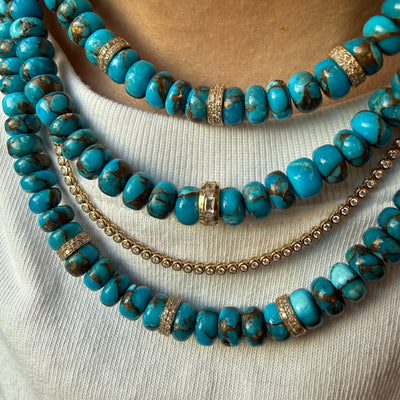 TURQUIOSE AND DIAMOND BEAD NECKLACES