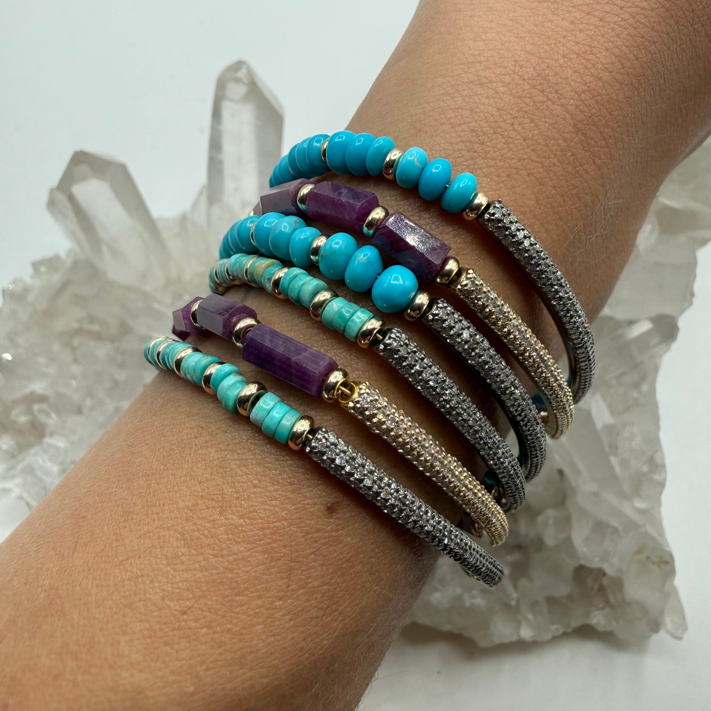 14K GOLD AND DIAMOND BAR RUBY BRACELET