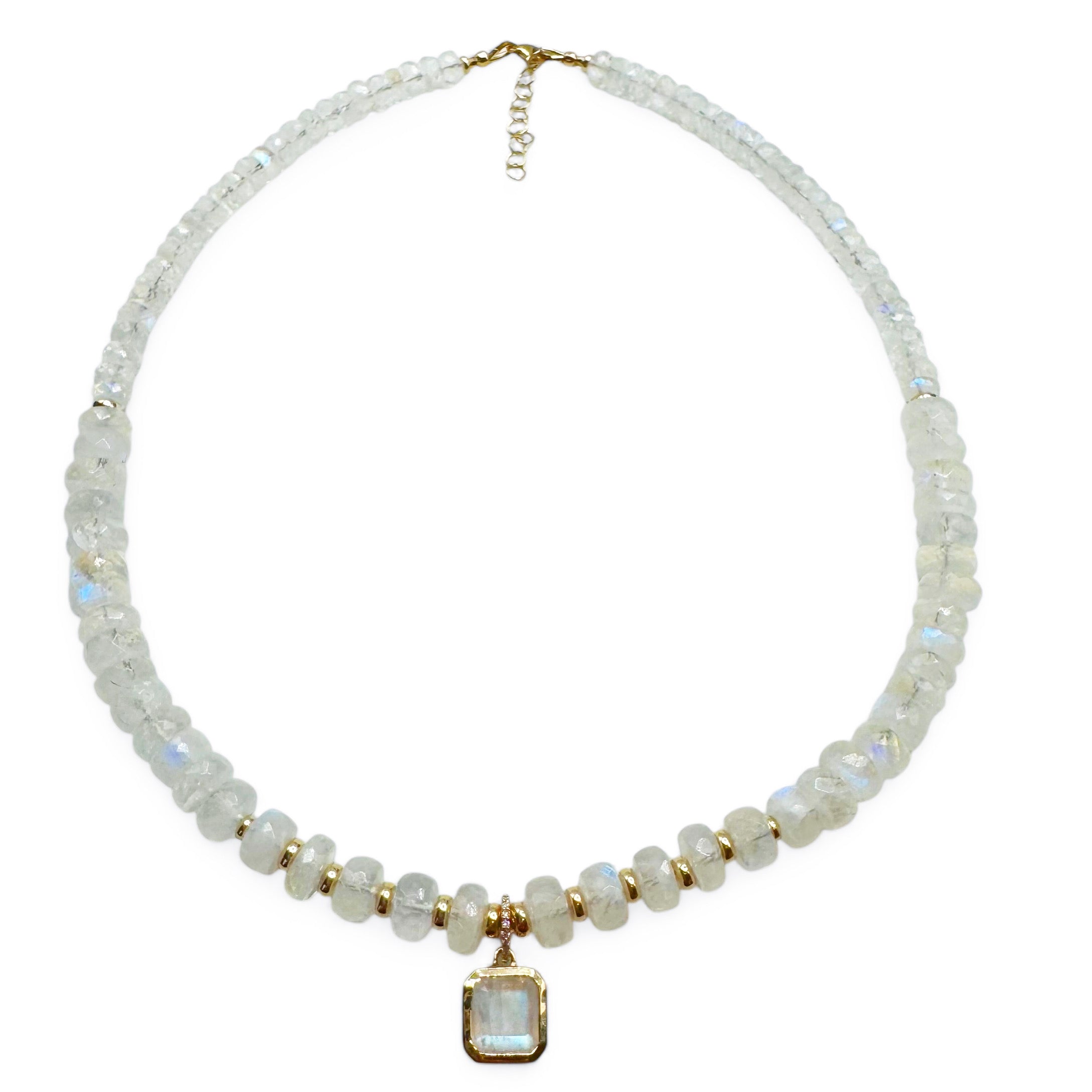 MOONSTONE NECKLACE WITH 14K GOLD MOONSTONE PENDANT