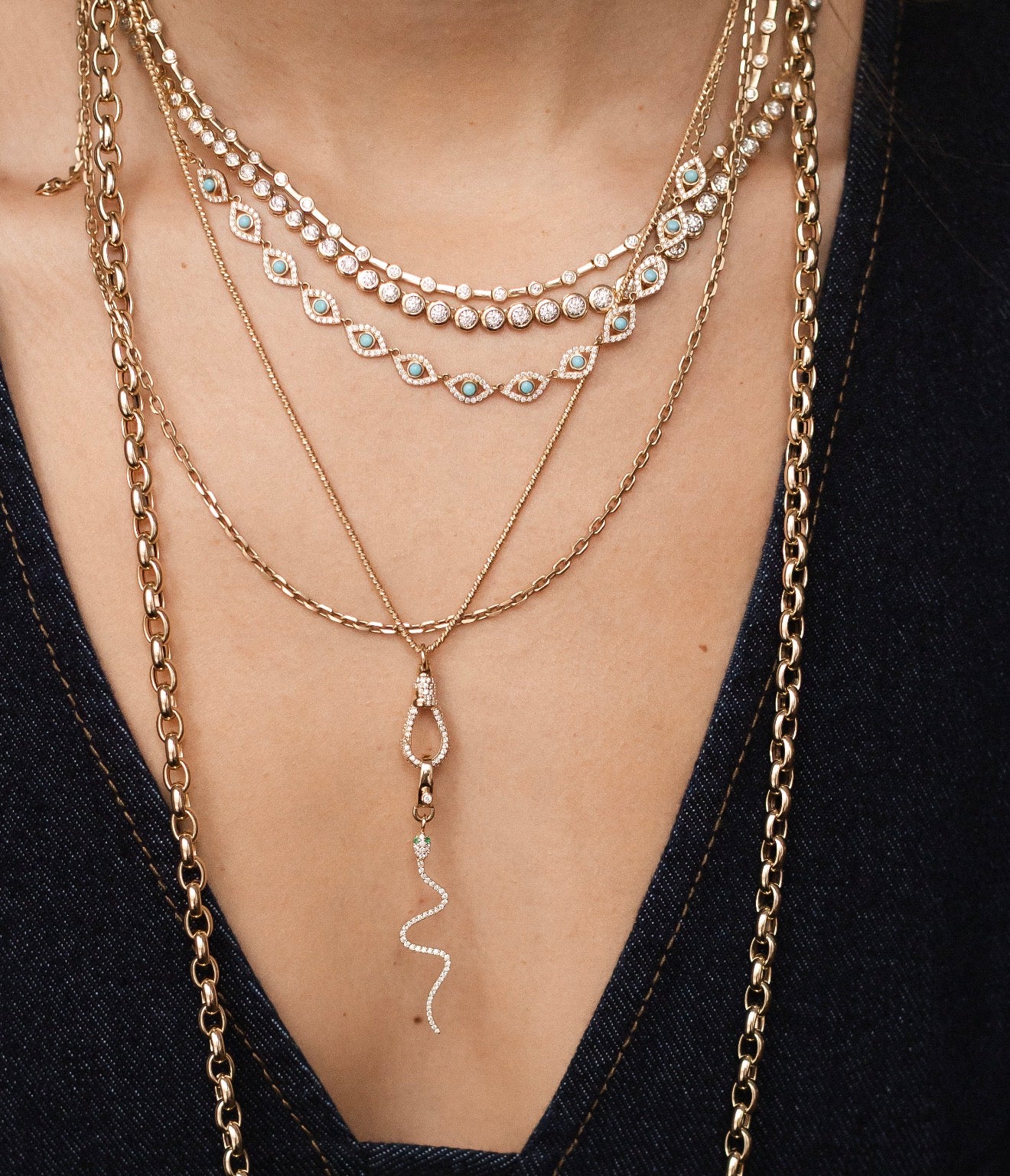 14K GOLD &  BEZEL DIAMOND  TENNIS NECKLACE