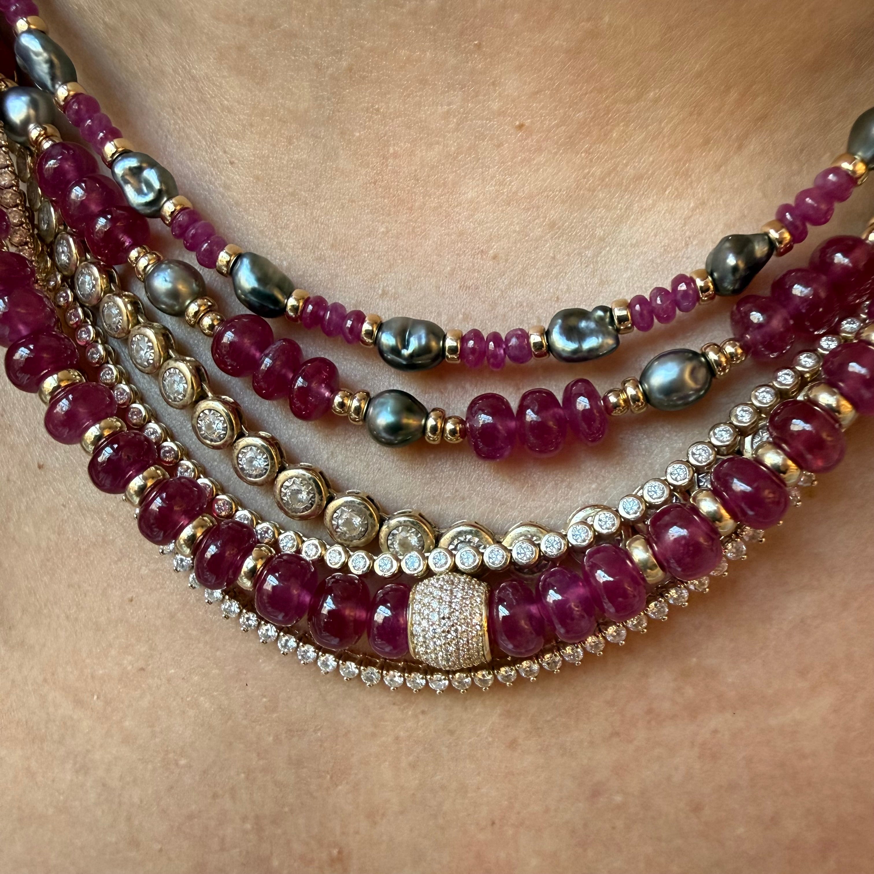 RUBY & DIAMOND BEAD NECKLACE
